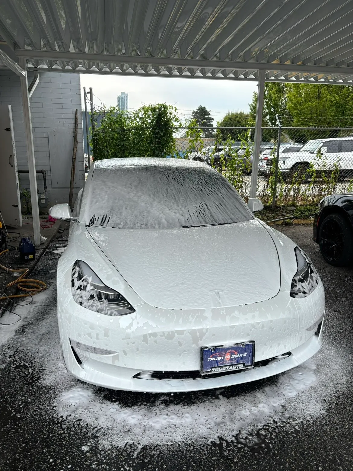 Tesla foam wash